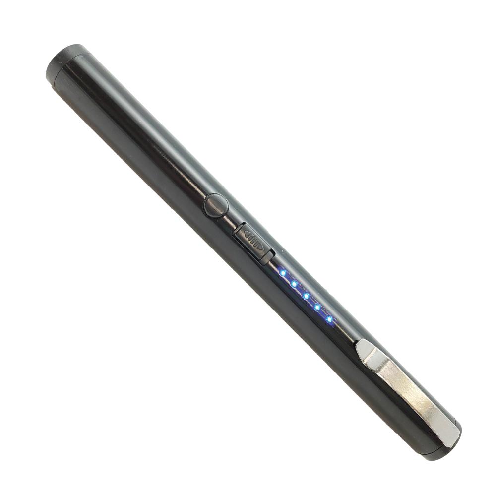 Streetwise disguised black rechargeable stun pen with battery charging light indicators and metal clip for  bulk ordering