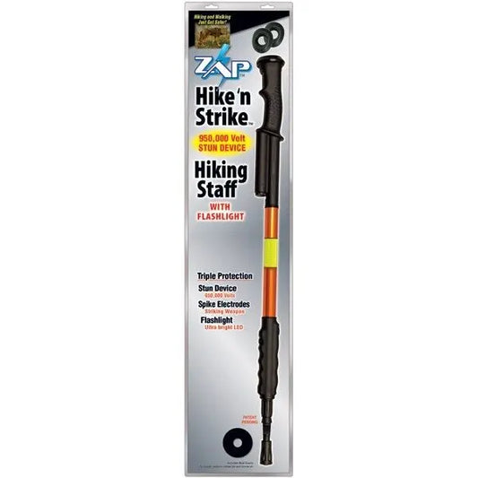 ZAP Hike 'n Strike Stun Gun Walking Hiking Stick with Flashlight - Smart Pulse Safety