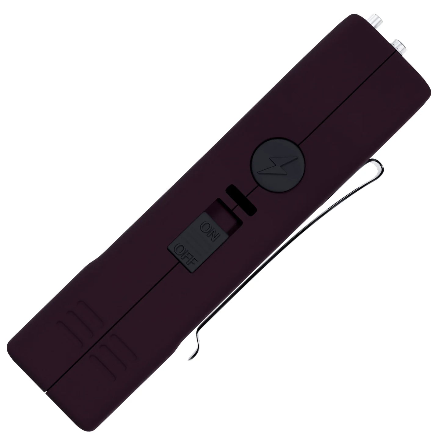 Streetwise black Lifeguard Auto Stun Gun side profile with safety switch and clip visible