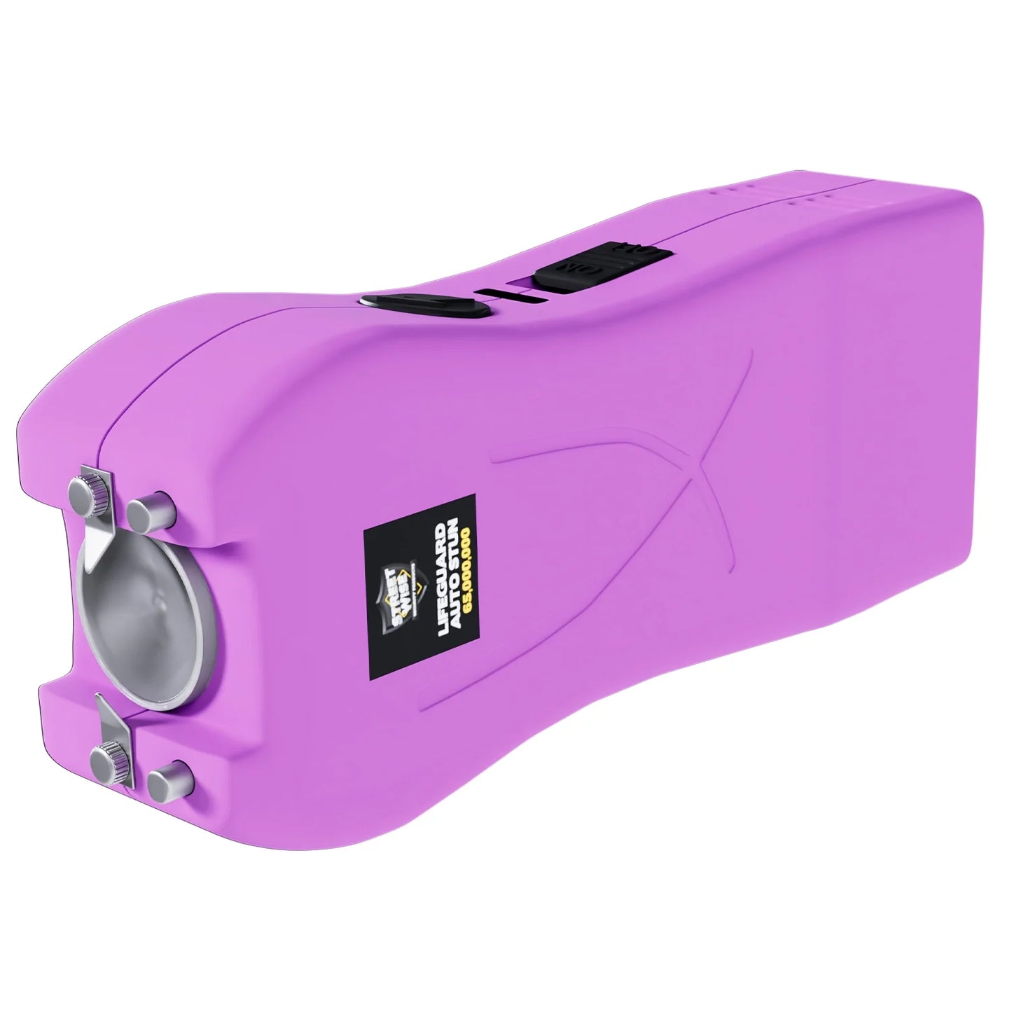Streetwise light purple Lifeguard Auto Stun Gun angled close-up showing compact design for  bulk orders and 