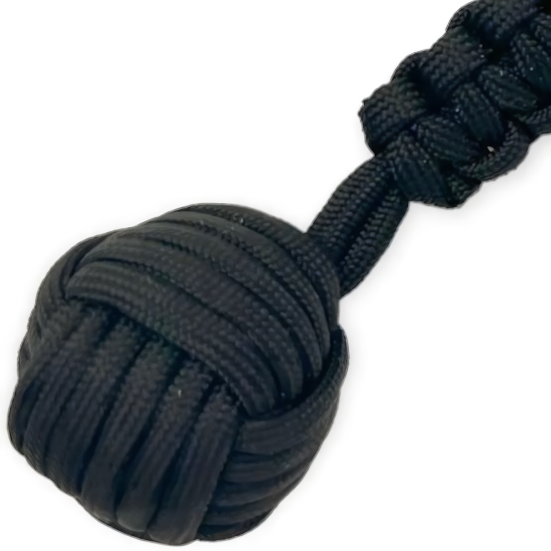Wholesale 7 inch sap monkey fist close-up showing weighted paracord knot construction