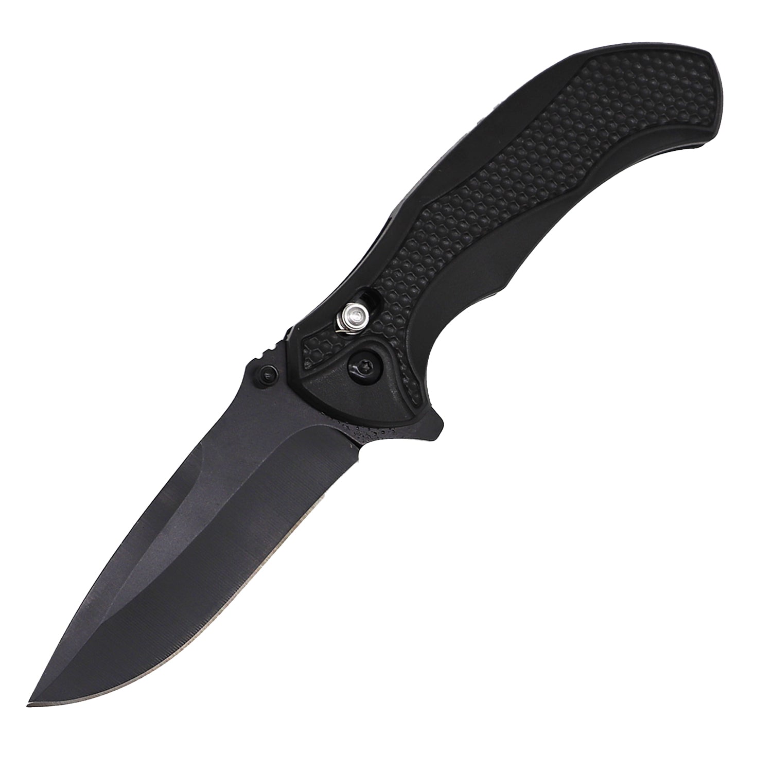 4.75 inch spring assisted ABS knife with black handle and axis lock mechanism