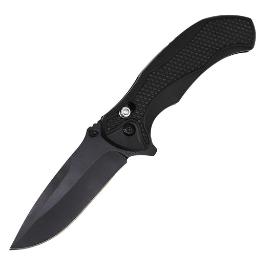 4.75 inch spring assisted ABS knife with black handle and axis lock mechanism